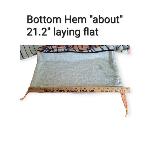 Free People Palm Tree Breeze Knit Ruched Sweater XS Pale Grey Blue Orange Top - Picture 14 of 16